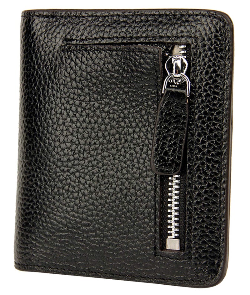 AINIMOER Small Leather Wallet for Women, Ladies Credit Card Holder RFID Blocking Women's Mini Bifold Pocket Purse, Black - Image 1